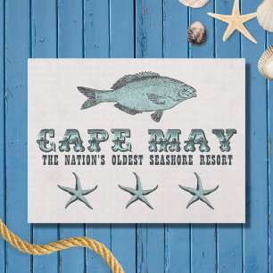 Cape May NJ gammaldags äldsta badort strand Vykort