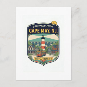 Cape May NJ Hälsningar Retro Resa Vykort