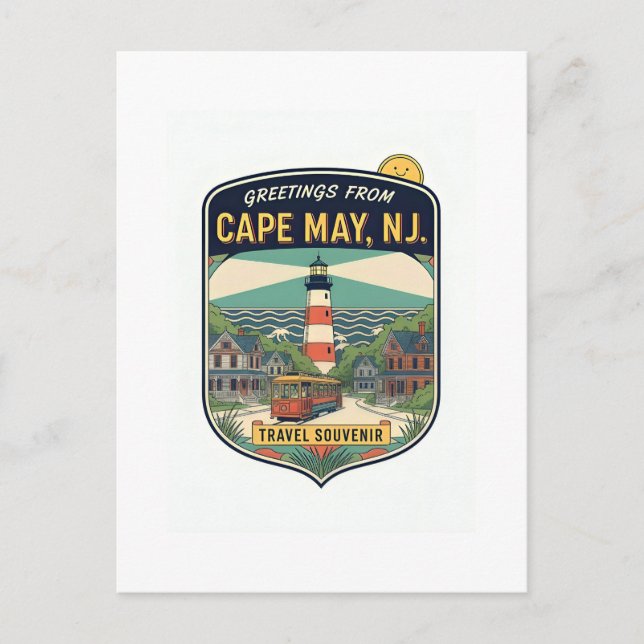 Cape May NJ Hälsningar Retro Resa Vykort (Framsida)