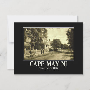 Cape May NJ Hughes St, 1910-talet Vykort