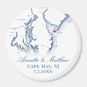 Cape May NJ Kart Bröllopspresent Minne  Magnet