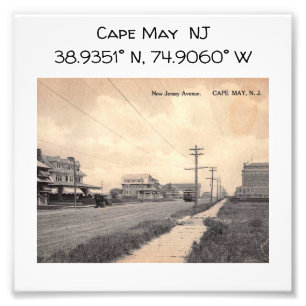 Cape May NJ Karta samordnar Vintage Stil Fototryck