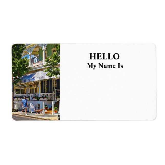 Cape May NJ – Man Walking His Goldendoodle Fraktsedel (Framsidan)