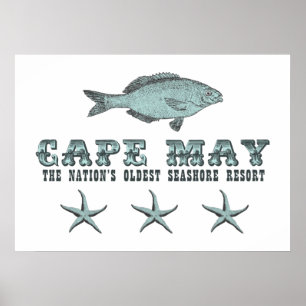Cape May NJ Nations äldsta Seashore Resort Beach Poster