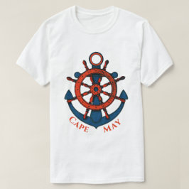 Cape May, NJ Segelfartygshjul och Ankar T Shirt