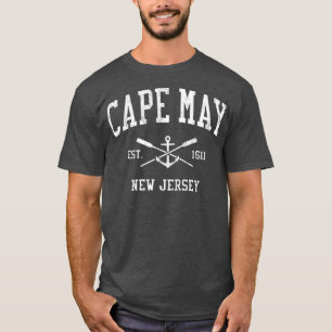 Cape May NJ Vintage Crossed Oars Boat Anchor T Shirt