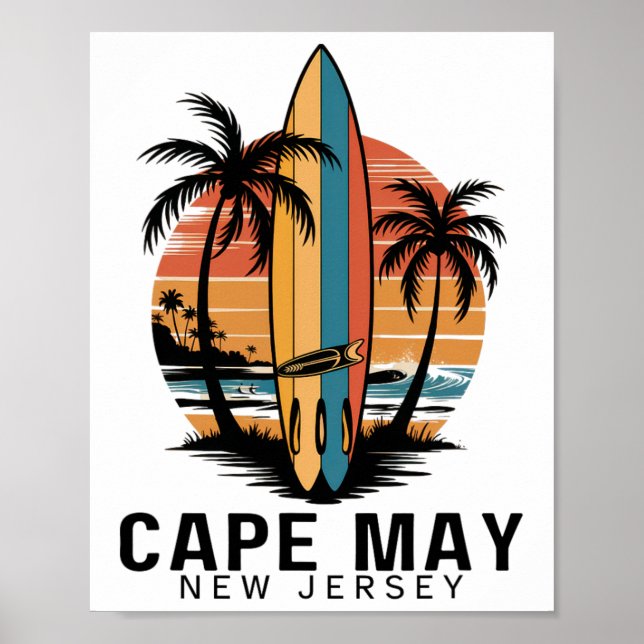 Cape May Point State Park New Jersey Surfing Surfe Poster (Framsidan)