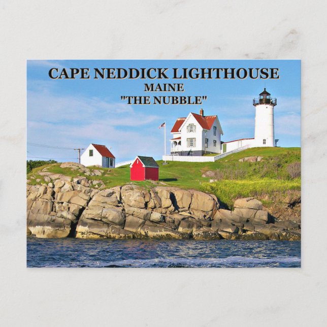 Cape Neddick Light "the Nubble", Maine vycard Vykort (Framsida)