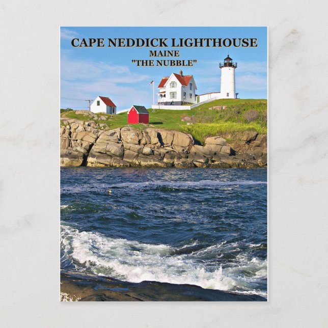 Cape Neddick Light "the Nubble", Maine vycard Vykort (Framsida)