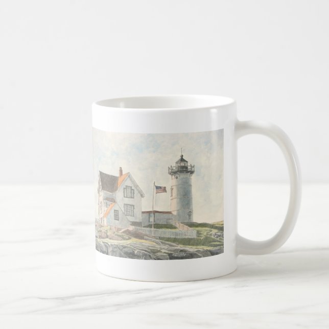 Cape Neddick Lighthouse Watercolor Kaffemugg (Höger)