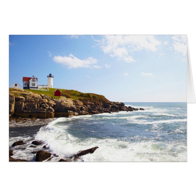 Cape Neddick 'Nubble' Lighthouse i Maine Hälsningskort (Framsidan Horizontal)