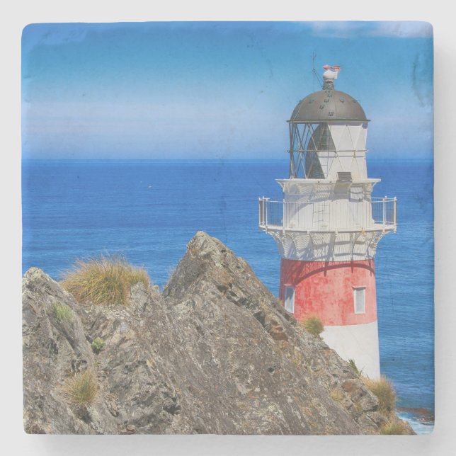 Cape Palliser New Zealand Lighthouse Stenunderlägg (Framsidan)