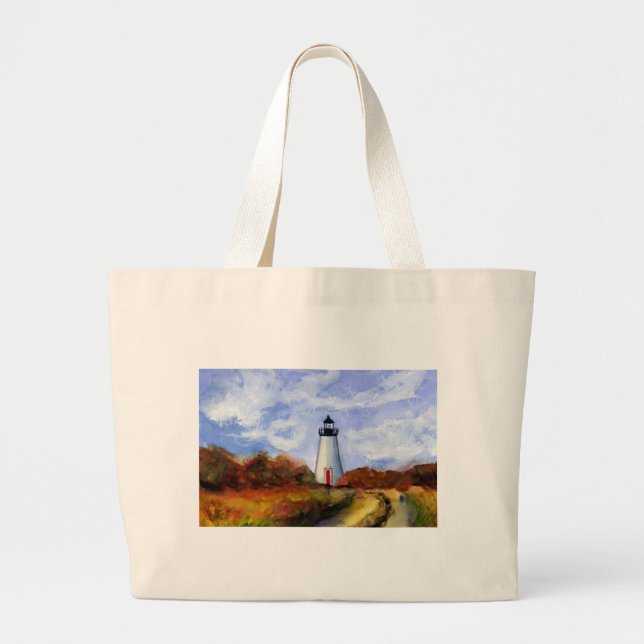 Cape Poge Lighthouse Tote Bag Jumbo Tygkasse (Framsidan)