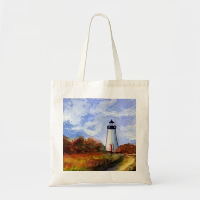 Cape Poge Lighthouse Tote Bag Tygkasse (Framsidan)
