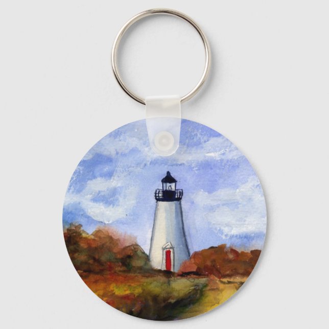 Cape Pogue Lighthouse Martha's Vineyard Keychains Nyckelring (Framsida)
