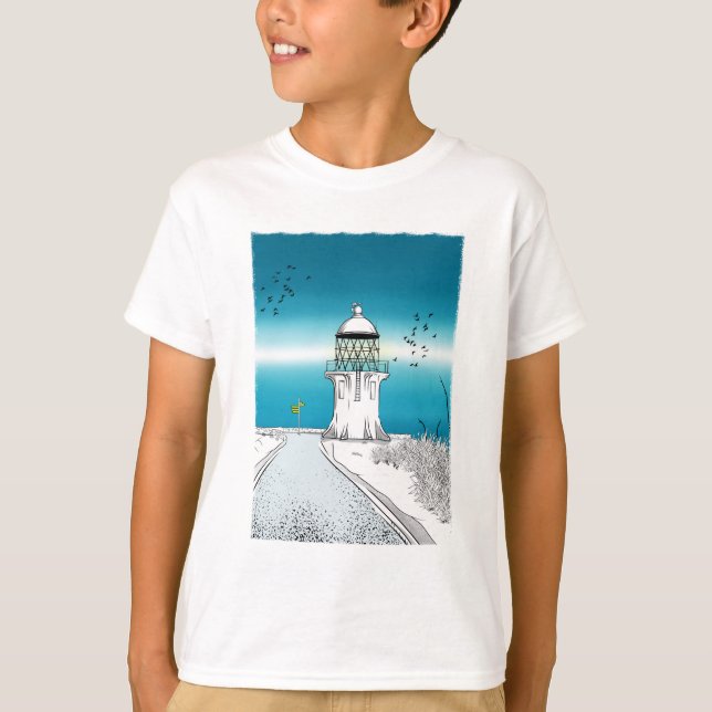 Cape Reinga Lighthouse Northland NZ T Shirt (Framsida)