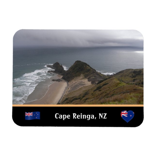 Cape Reinga & Maori Legends /New Zealand Magnet (Horisontell)