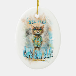 Cape San Blas Florida Beach Cat Julgransprydnad Keramik