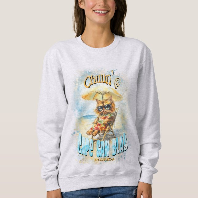 Cape San Blas Florida Beach Lounging Cat T Shirt (Framsida)