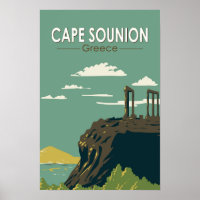 Cape Sounion Grekland Resa Konst Vintage