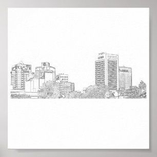 Cape Town Architecture Byggnad Sketch Poster