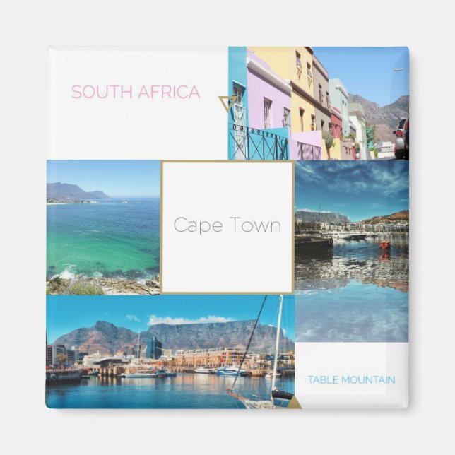 Cape Town Bord Mountain Collage Magnet (Framsidan)