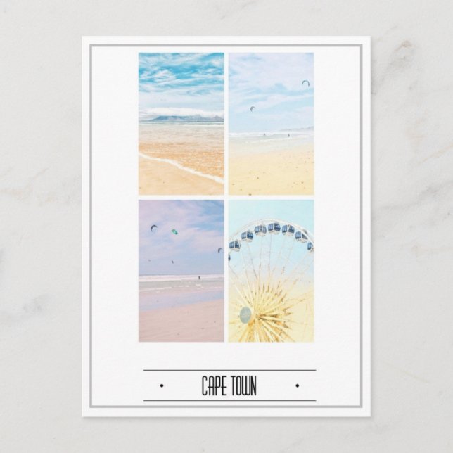Cape Town Bord Mountain Collage Pastel Vykort (Framsida)