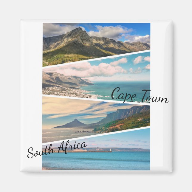 Cape Town Bord Mountain Ocean Collage Magnet (Framsidan)