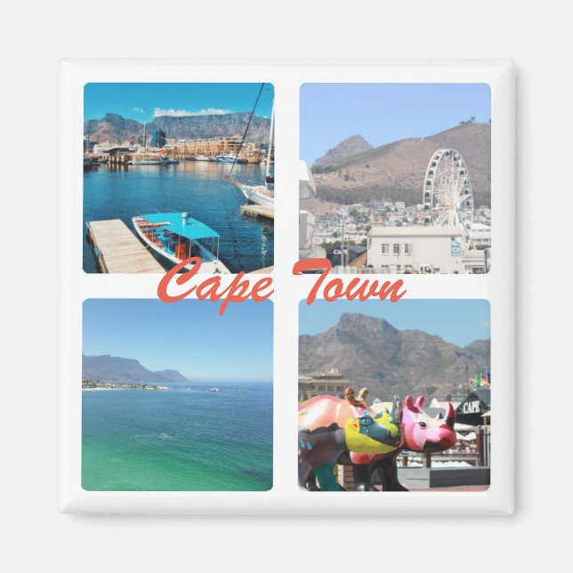 Cape Town Bord Mountain Ocean Collage Magnet (Framsidan)