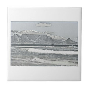 Cape Town Bord Mountain South Afrika Sketch Kakelplatta
