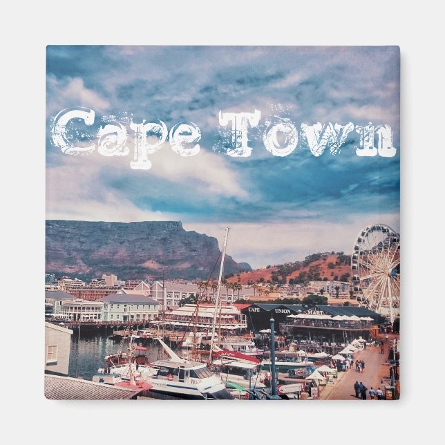 Cape Town Bord Mountain Waterfront Cityscape Magnet (Framsidan)