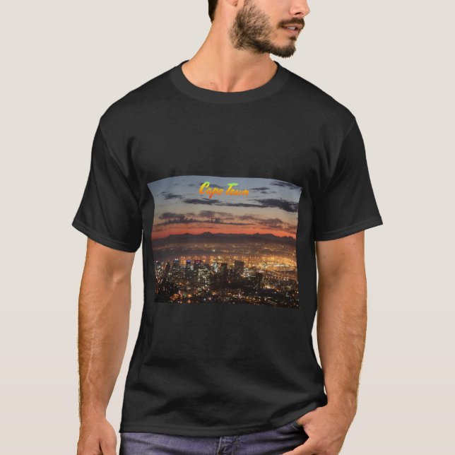 Cape Town city South Afrika på natten T Shirt (Framsida)