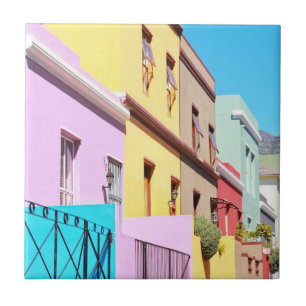 Cape Town Färgglada hus Bo Kaap-gatan Kakelplatta