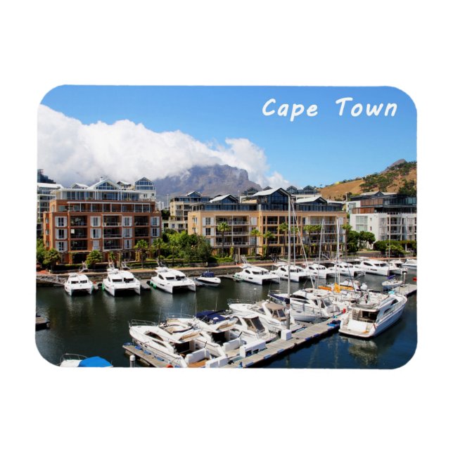 Cape Town Harbour och Bord Mountain Magnet (Horisontell)