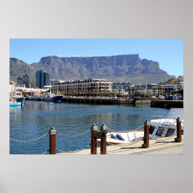 Cape Town Harbour och Bord Mountain Poster (Framsidan)