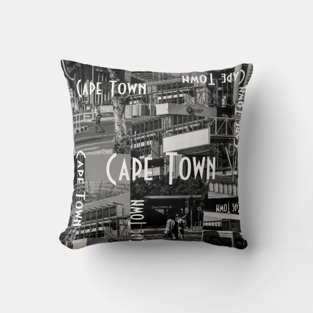 Cape Town Monochrome Cityscape Architecture Kudde (Framsida)