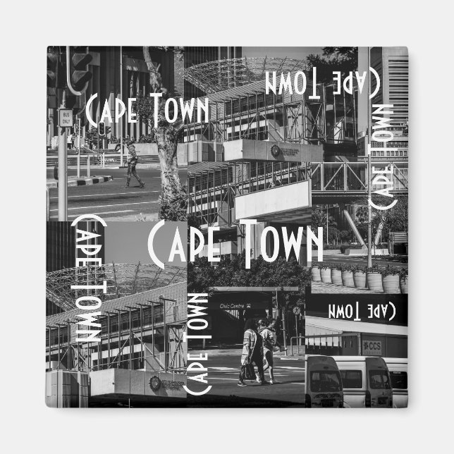 Cape Town Monochrome Cityscape Architecture Magnet (Framsidan)