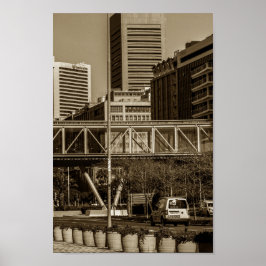 Cape Town Monochrome Cityscape Street Lifestyle Poster