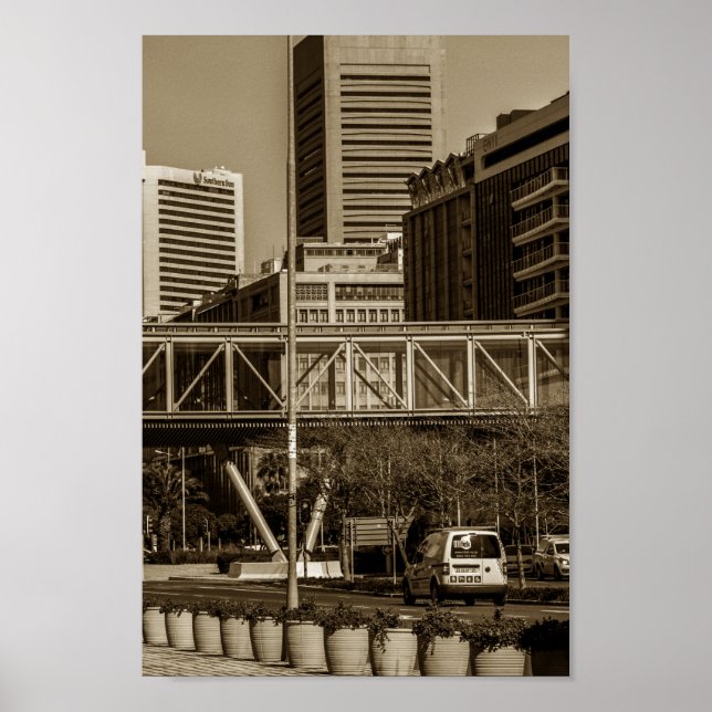 Cape Town Monochrome Cityscape Street Lifestyle Poster (Framsidan)