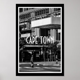 Cape Town Monochrome Cityscape Street Lifestyle Poster