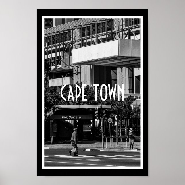 Cape Town Monochrome Cityscape Street Lifestyle Poster (Framsidan)