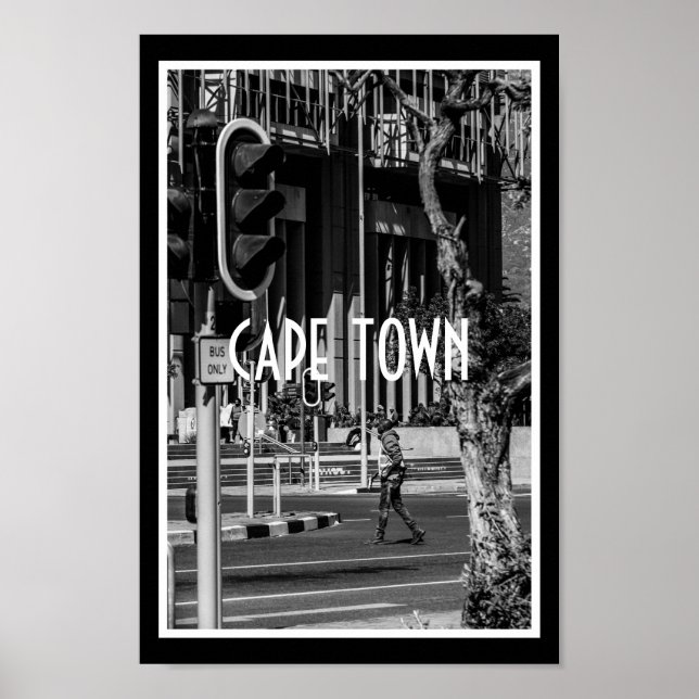 Cape Town Monochrome Cityscape Street Lifestyle Poster (Framsidan)