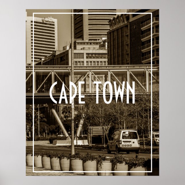 Cape Town Monochrome Cityscape Street Lifestyle Poster (Framsidan)