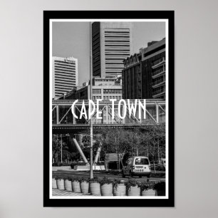 Cape Town Monokroma Stad Landskapsvy Gatu Livsstil Poster