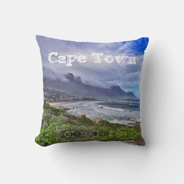 Cape Town SA Bord bergsbergsbukten Ocean Kudde (Framsida)