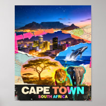 Cape Town South Africa Mountain Sea Safari Collage