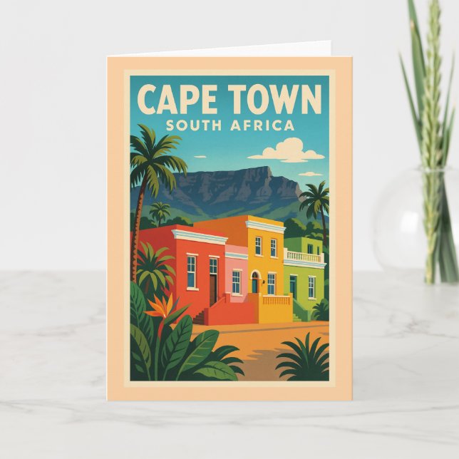 Cape Town, South Africa travel poster, Kort (Framsida)