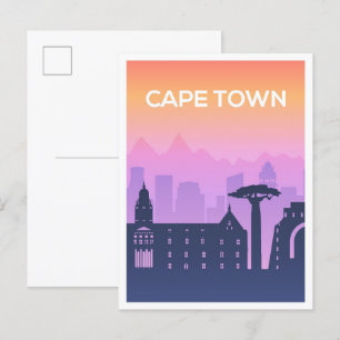 Cape Town South Afrika Art Travel Illustration Vykort