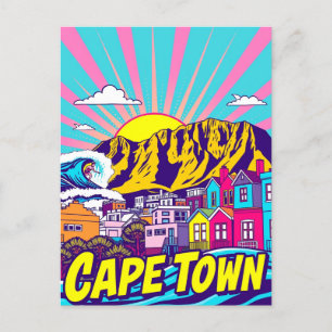 Cape Town, South Afrika Art Travel Poster Vykort