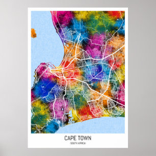 Cape Town South Afrika City Karta Poster